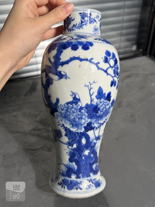 清光绪青花雉鸡牡丹纹梅瓶 - 图4